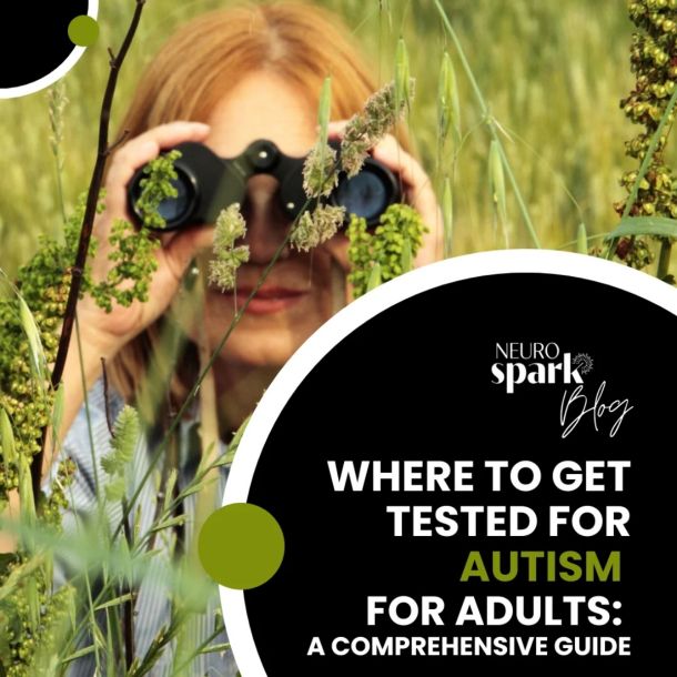 Woman looking throuh a pair of binoculars for neurospark health's blog: where to get tested for autism in adults