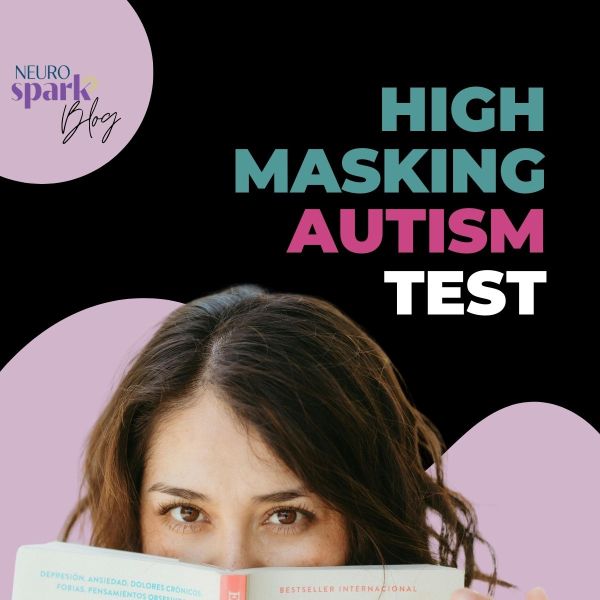 Woman with dark hair peeking over the top of a book she's holding, representing a high masking autism test.