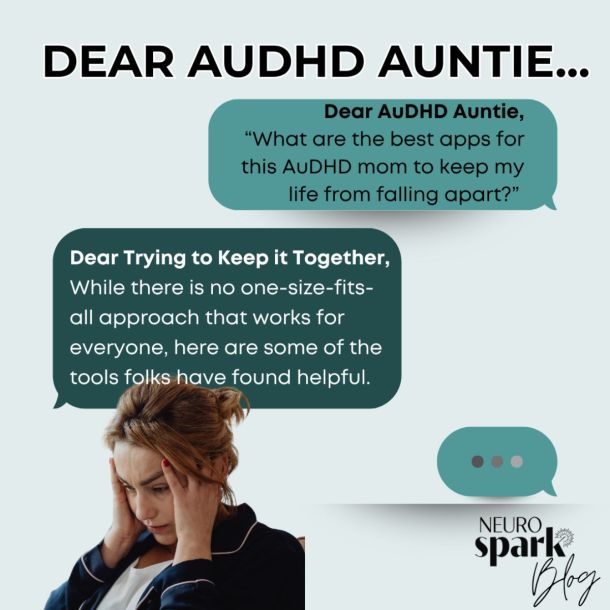 Graphic for AuDHD Auntie blog about apps for AuDHD adults.