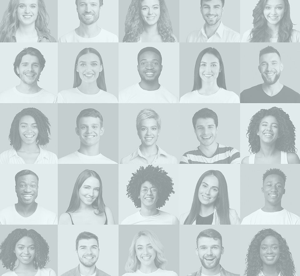 A collage of individual phots of a diverse group of people representing the vibrant and inclusive community at NeuroSpark Health.