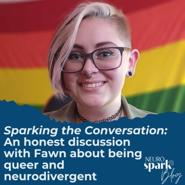 Colorful graphic for NeuroSpark Health's blog Sparking The Conversation with Fawn.