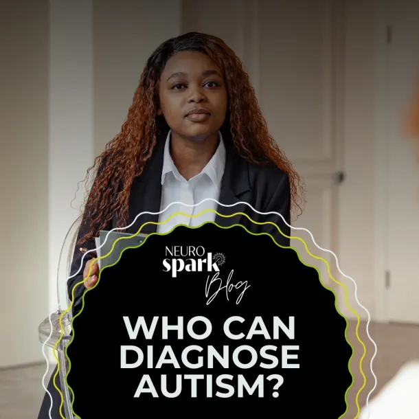 Thumbnail image for blog post: Who Can Diagnose Autism? Illustration of diverse autistic adults seeking diagnosis