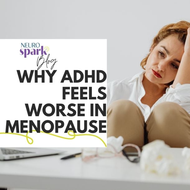Tired woman experiencing overwhelm due to ADHD and menopause.