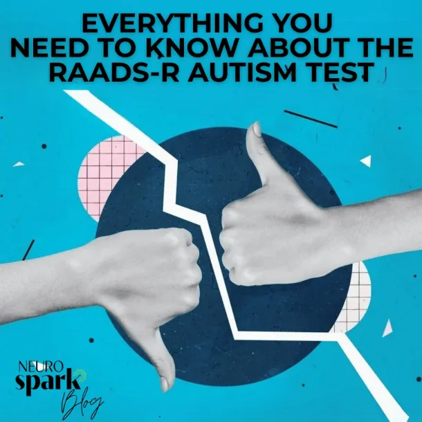 Thumbs up and thumbs down representing mixed opinions about the RAADS-R test accuracy